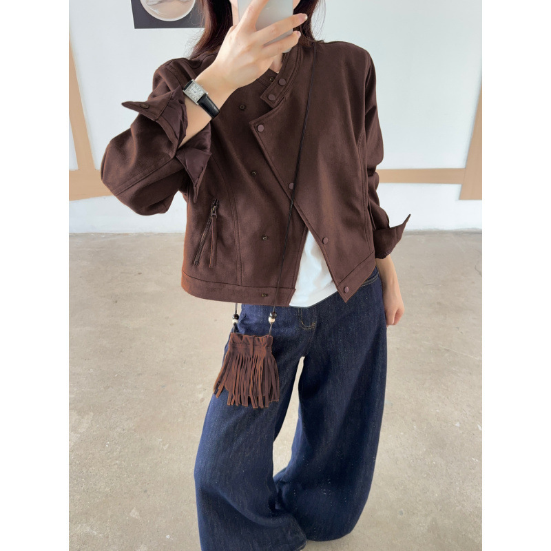 韩系ins美拉德流苏挎包鹿皮绒外套女秋冬复古设计感宽松显瘦上衣|undefined