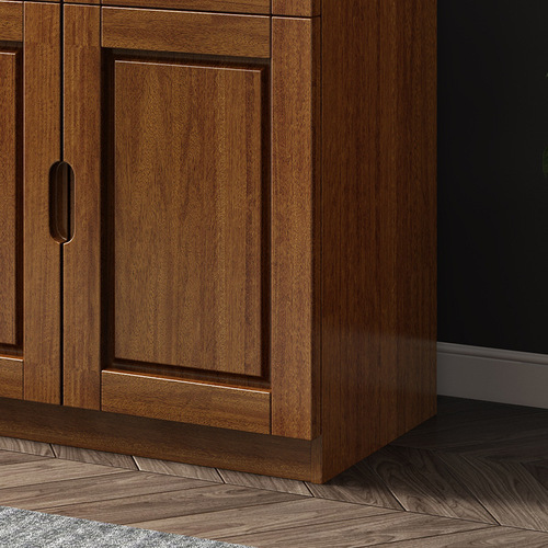 Solid wood bookcase with glass door three doors simple Chinese bookshelf storage student oak bookcase office file cabinet