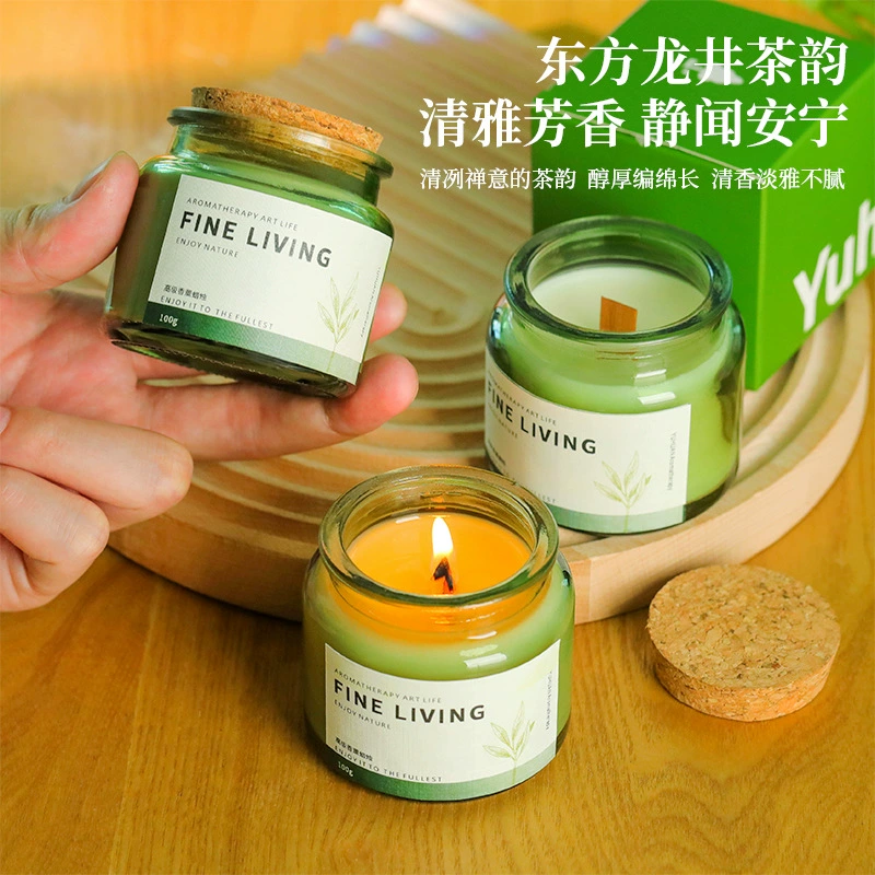 68 градусов точка плавления Ароматерапия Свеча оптом пробковая Зеленая Бутылка бездымный аромат соевого воска свеча чашка креативный нишевый подарок