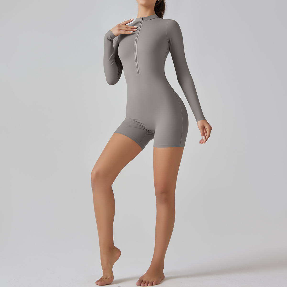 206g Weight Long Sleeve Sleeve Length Nylon, Cotton Blend Fabric Type Regular Top Length Rompers Pants Type Fitness, Running, Sports Occasion Round Neck Neckline Solid Color Pattern Simple Style, Sport Style Style Simple Style Sport Style Solid Color Nylon Cotton Blend Round Neck Tracksuit Rompers 19