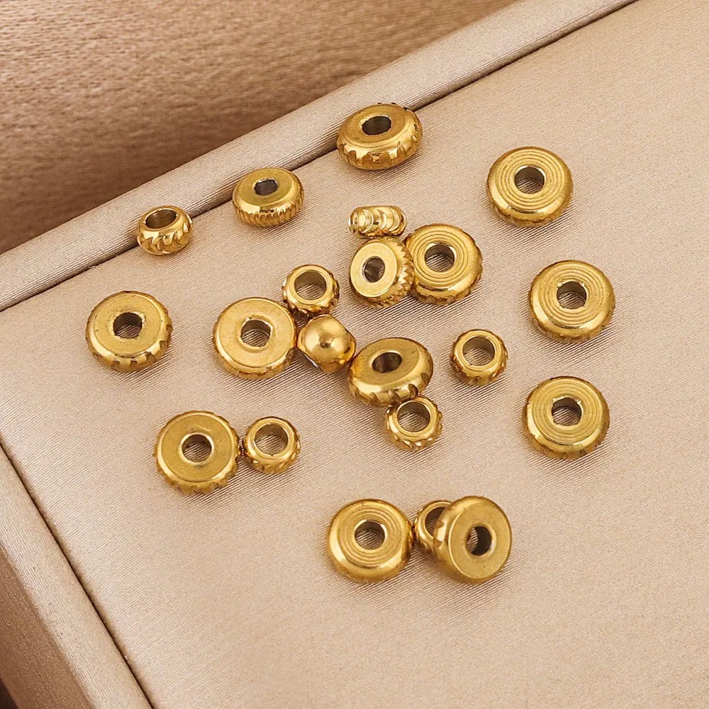 10 PCS/Package 304 Stainless Steel Gold Plated Solid Color Beads display picture 7