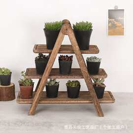 现代简约实木三层置物架多层家用桌面收纳水果蔬菜展示置物架