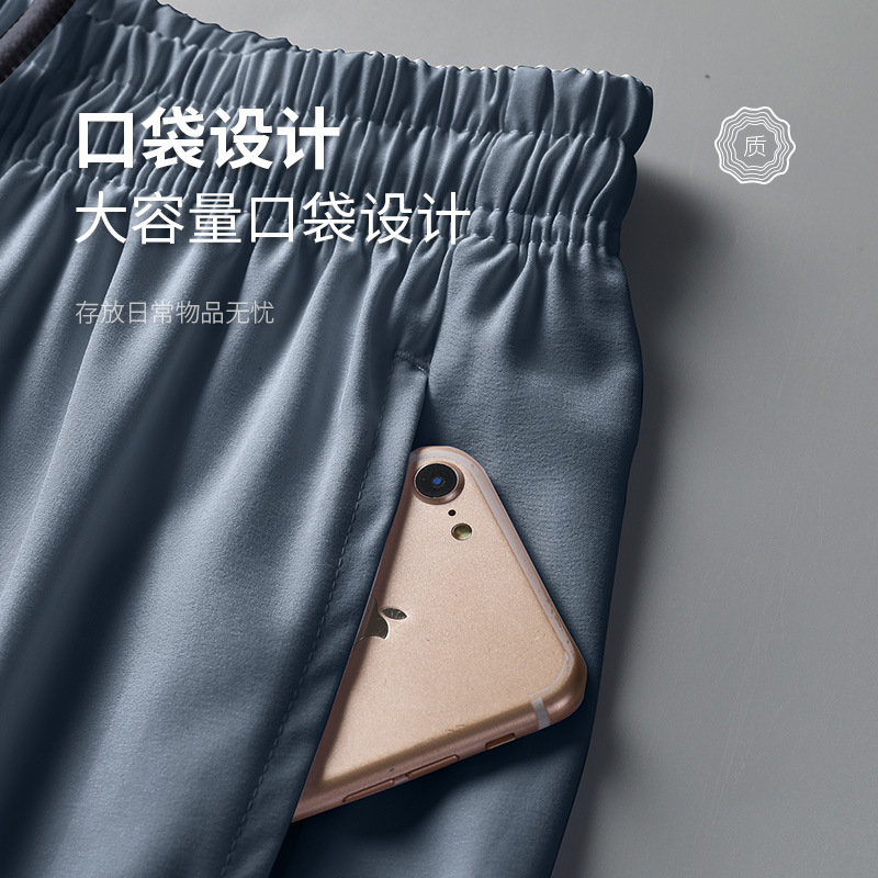 Pantalones cortos de hielo para hombres, tres puntos, correr, atletismo, fitness, verano, delgados, pantalones de entrenamiento de maratón de secado rápido