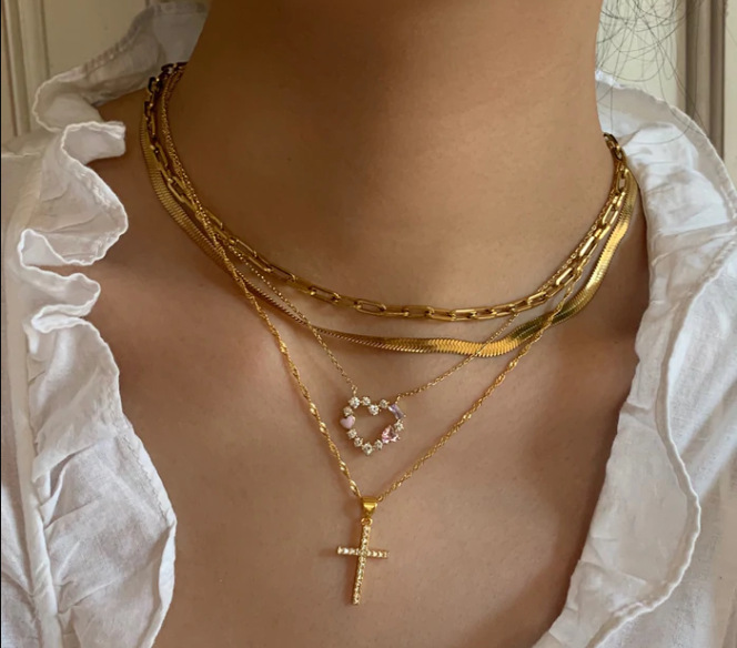 Heart Pattern Women's Luxurious Heart Copper Zircon Necklace Inlay Copper Necklaces