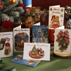 国境を越えたアマゾンクリスマス水彩箔押しカードクリスマス装飾カード漫画祝福メッセージカード2025
