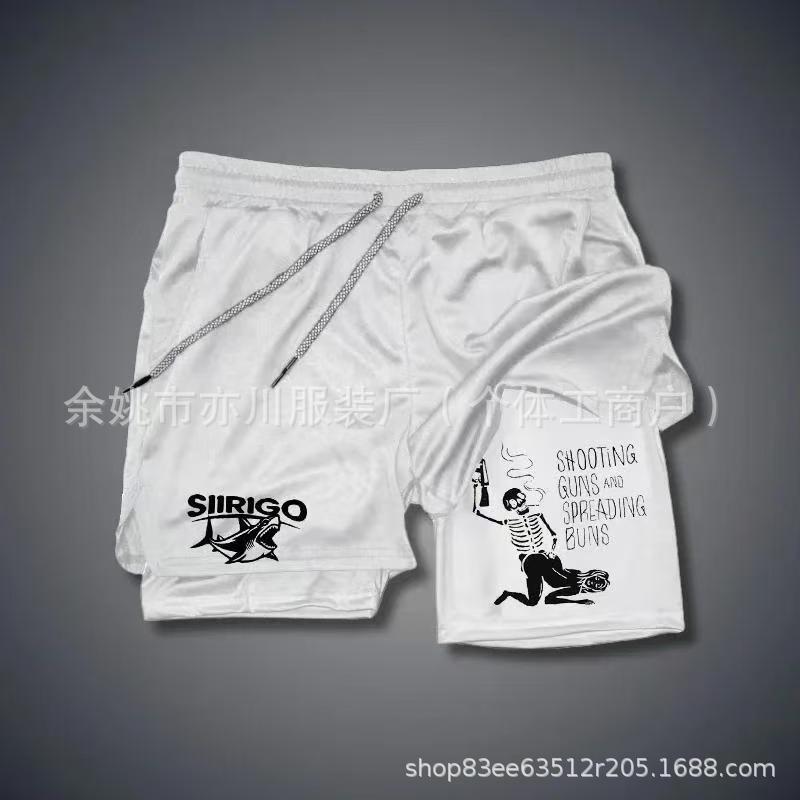 Men's Performance Shorts Bible Printing Gym Casual Sports Compression Quick Dry Shorts Workout Running Double Pants