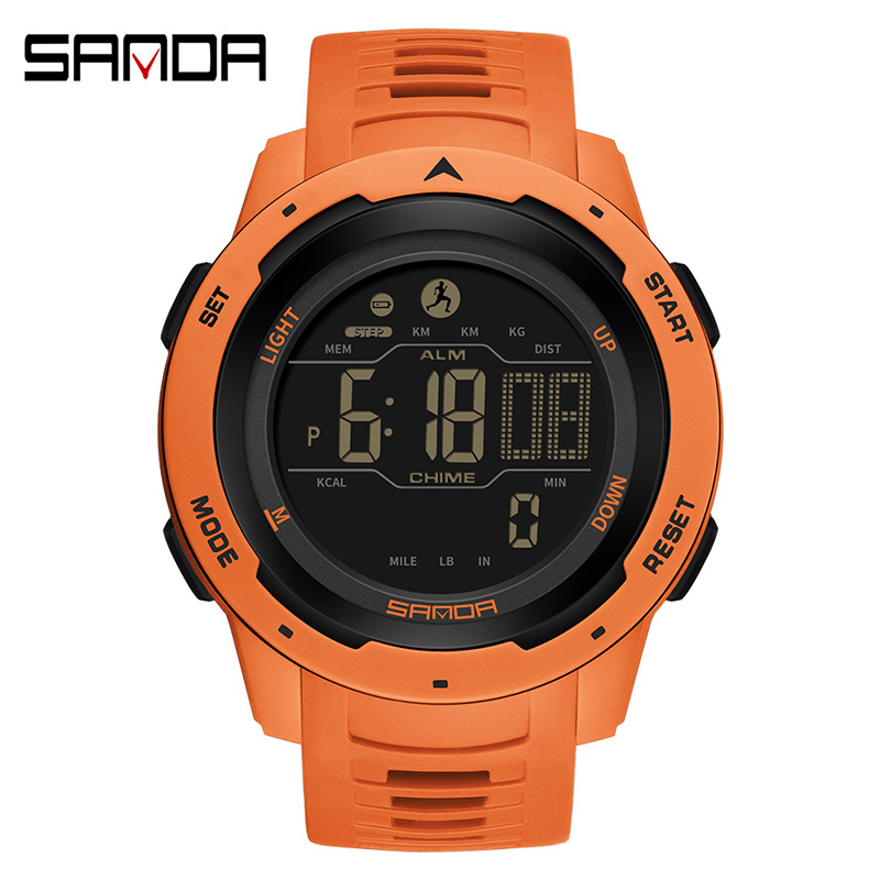 Sanda hombres inteligente deportes militar impermeable reloj paso contando calorías despertador consumo multifuncional reloj táctico