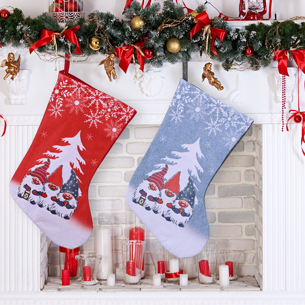 Christmas Decorations Rudolph Printed Christmas Stocking Children Gift with Large Christmas Socks_voghion.com