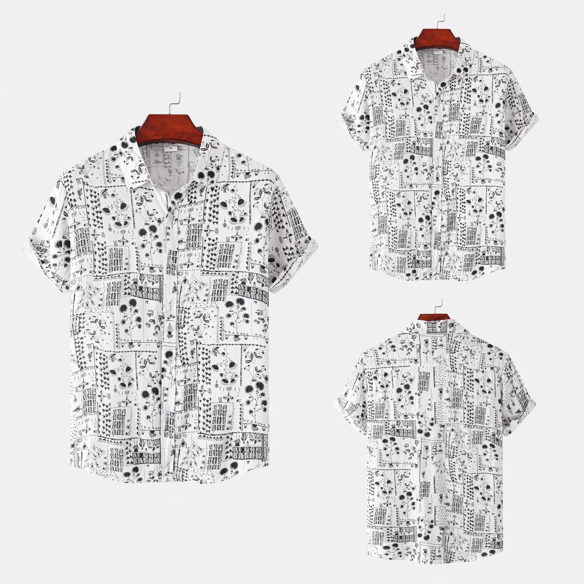 Comercio exterior transfronterizo ropa de hombre 2022 primavera y verano nuevos hombres a rayas slim fit popular todo partido camisa de manga corta ropa de hombre al por mayor