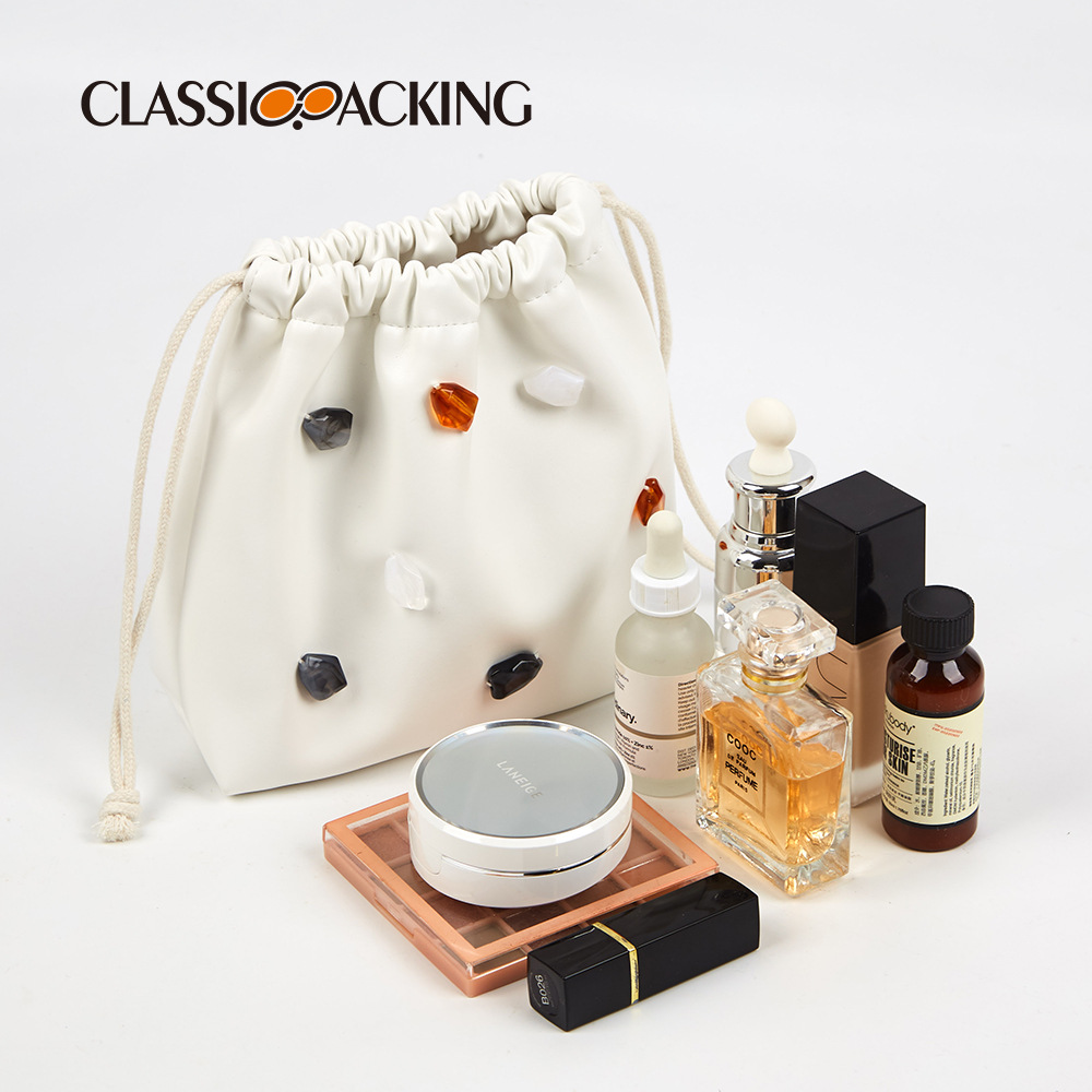 Bolsa de almacenamiento de gran capacidad simple de estilo coreano con impresión de logotipo bolsa de lápiz labial multifuncional de moda pequeña bolsa de cosméticos portátil