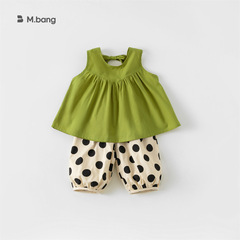 INSbobo Korean style sleeveless vest wide leg pants two-piece girl suit summer 2024 new style DXT7292