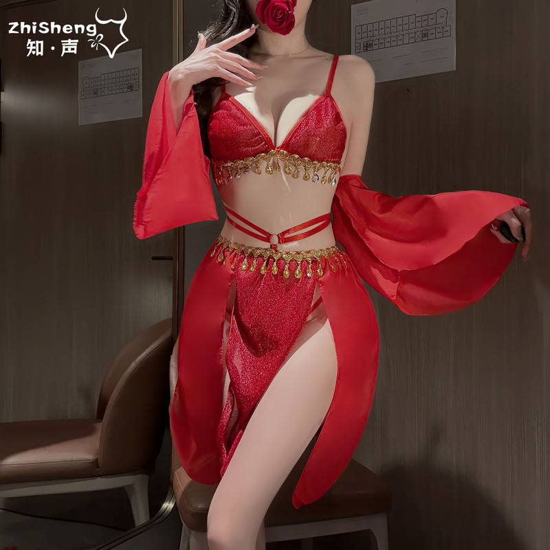 Sexy Underwear Sexy Antique Uniform Retro National Style Pajamas Bellyband Lace Robe Uniform Qqny Hanfu Purple