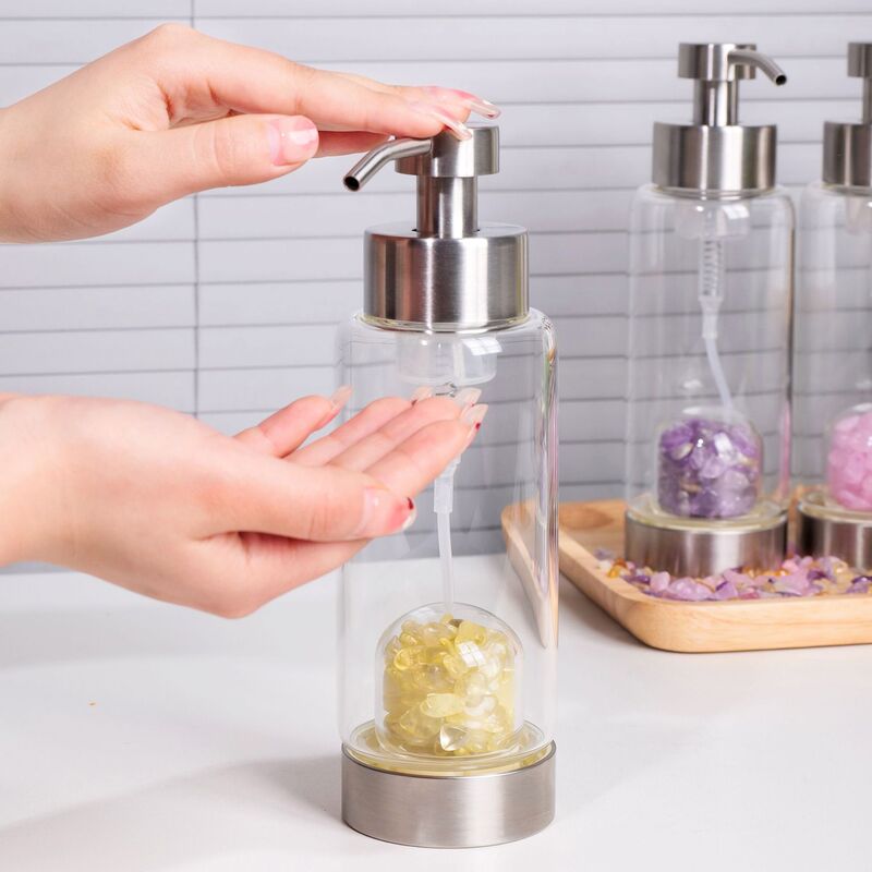 Natural crystal gravel glass bottle hand sanitizer cosmetics sub-bottle press lotion shower gel empty bottle wholesale