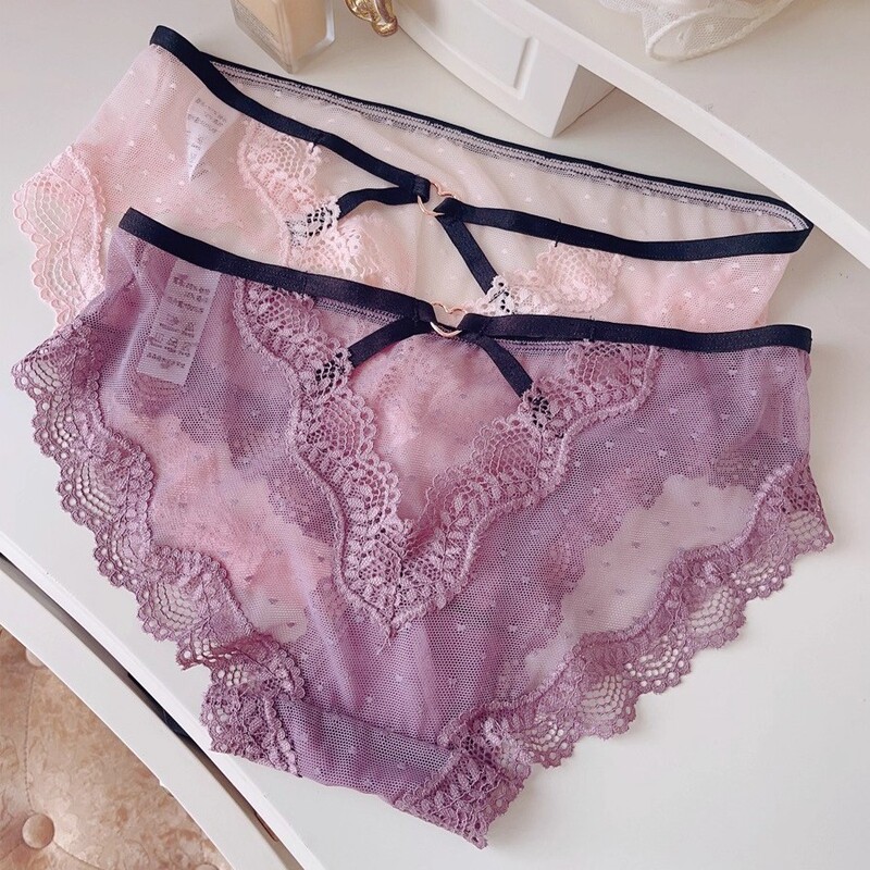 Four-Season Hot-Selling Cross-Border Sexy Lace Panties for Women, Mesh See-Through Tempting Low-Waist Briefs Four-Season Hot-Selling Cross-Border Sexy Lace Panties for Women, Mesh See-Through Tempting Low-Waist Briefs