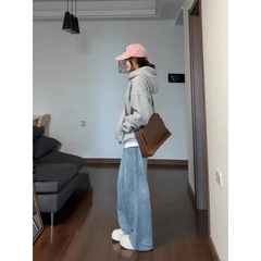 灰色连帽卫衣女2025新款女款美式长袖上衣套头秋季早秋穿搭秋装薄