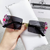 Rectangular small sunglasses suitable for photo sessions, 2023, European style, gradient