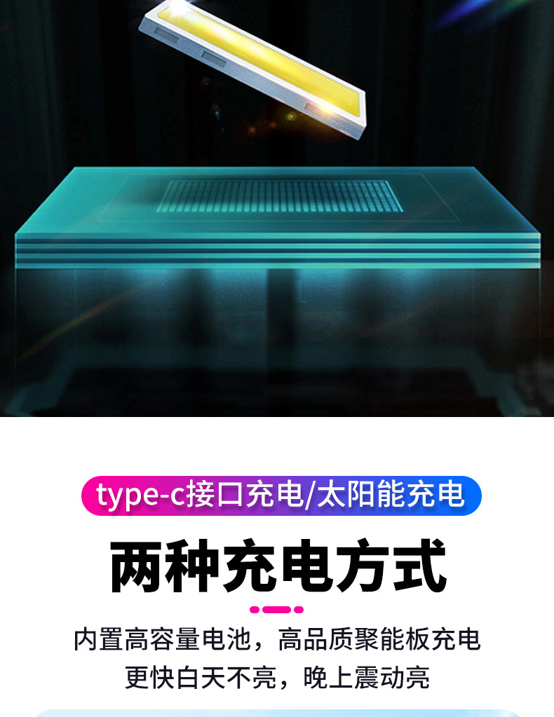 Car, Motorcycle, Tram Warning Light, Colorfulful Strobe Light, Led Decorative Light, Wiring-Free Solar Anti-Rear Collision Light