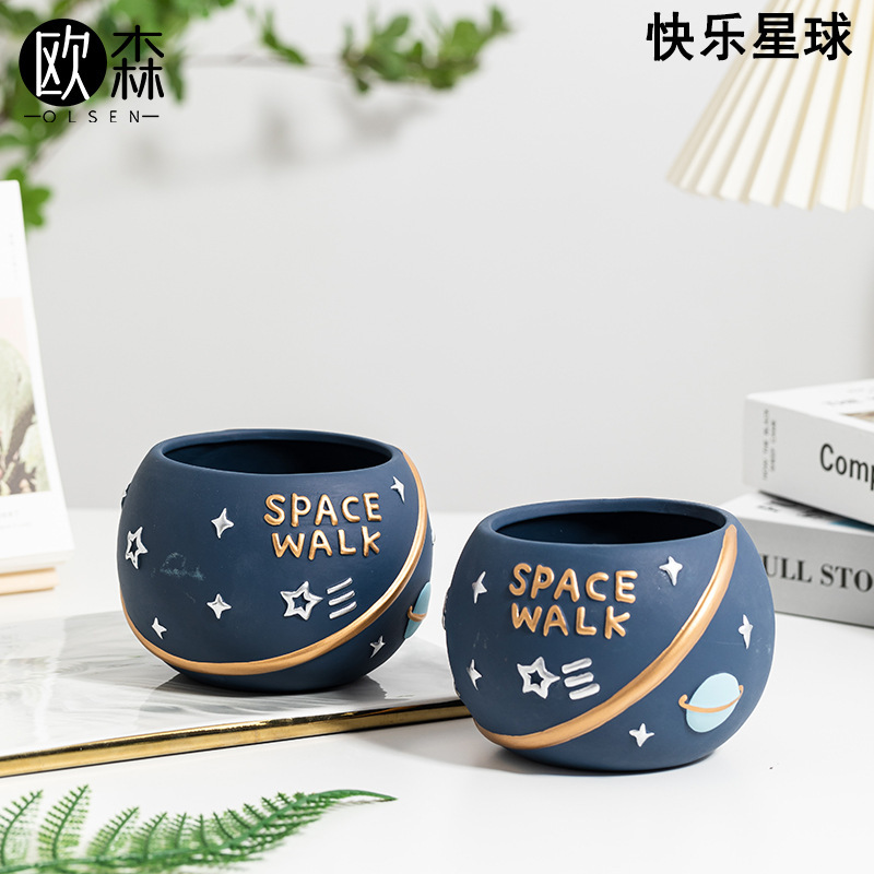 Succulent Plant Ceramic Stoneware Potted Breathable Large Simple Small Fresh Ornament Flower Pot Retro Manufacturer Customization