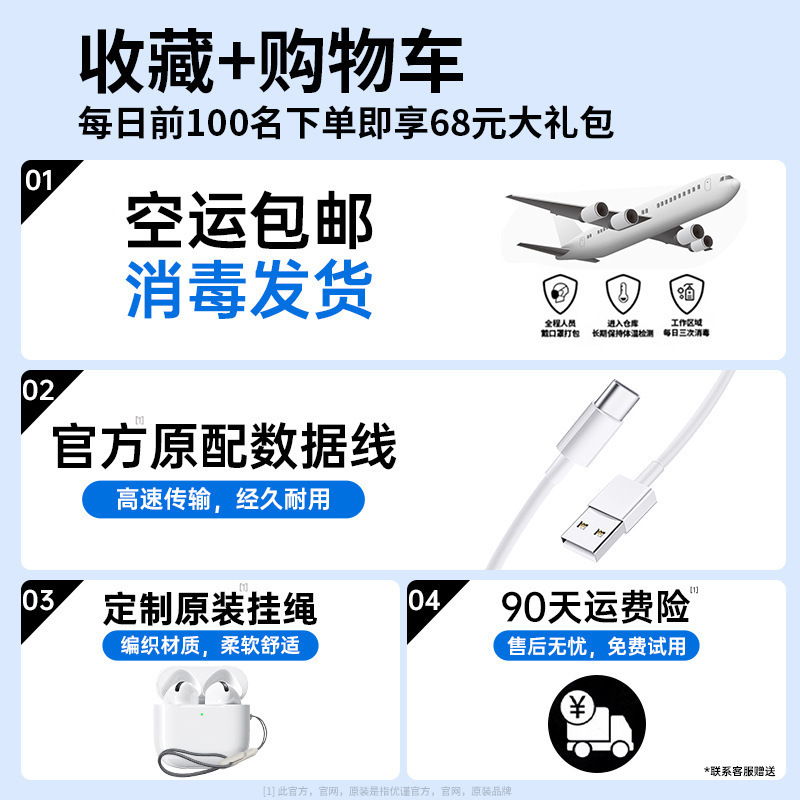 蓝牙耳机无线适用苹/果华强北原装Air4代四无线蓝牙耳机入耳式|undefined