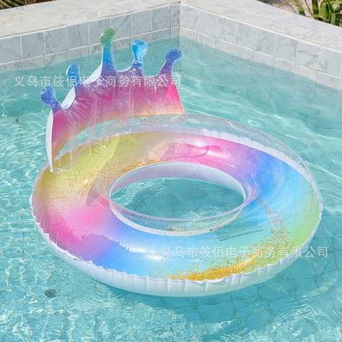 Supply ins inflatable sequin crown swimming ring adult Internet celebrity thickened mermaid armpit ring floating ring