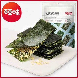 9月【百草味】夹心海苔脆36g/100g肉松蛋卷紫菜海味海苔脆即食