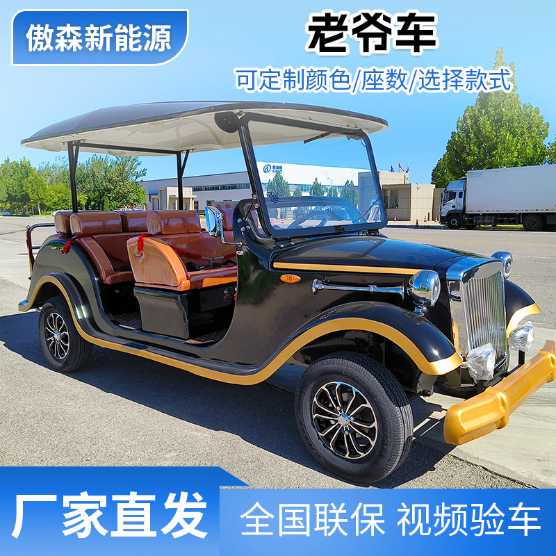 Aosen Electric Four-Wheel Vintage Car 8-9 Seats for Tourist Attractions (Auto Parts and Accessories)