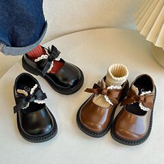 韓国のレトロな女の子の黒い靴春秋の新型ロリータの子供の靴の蝶結びの女性の赤ちゃんの王女の靴