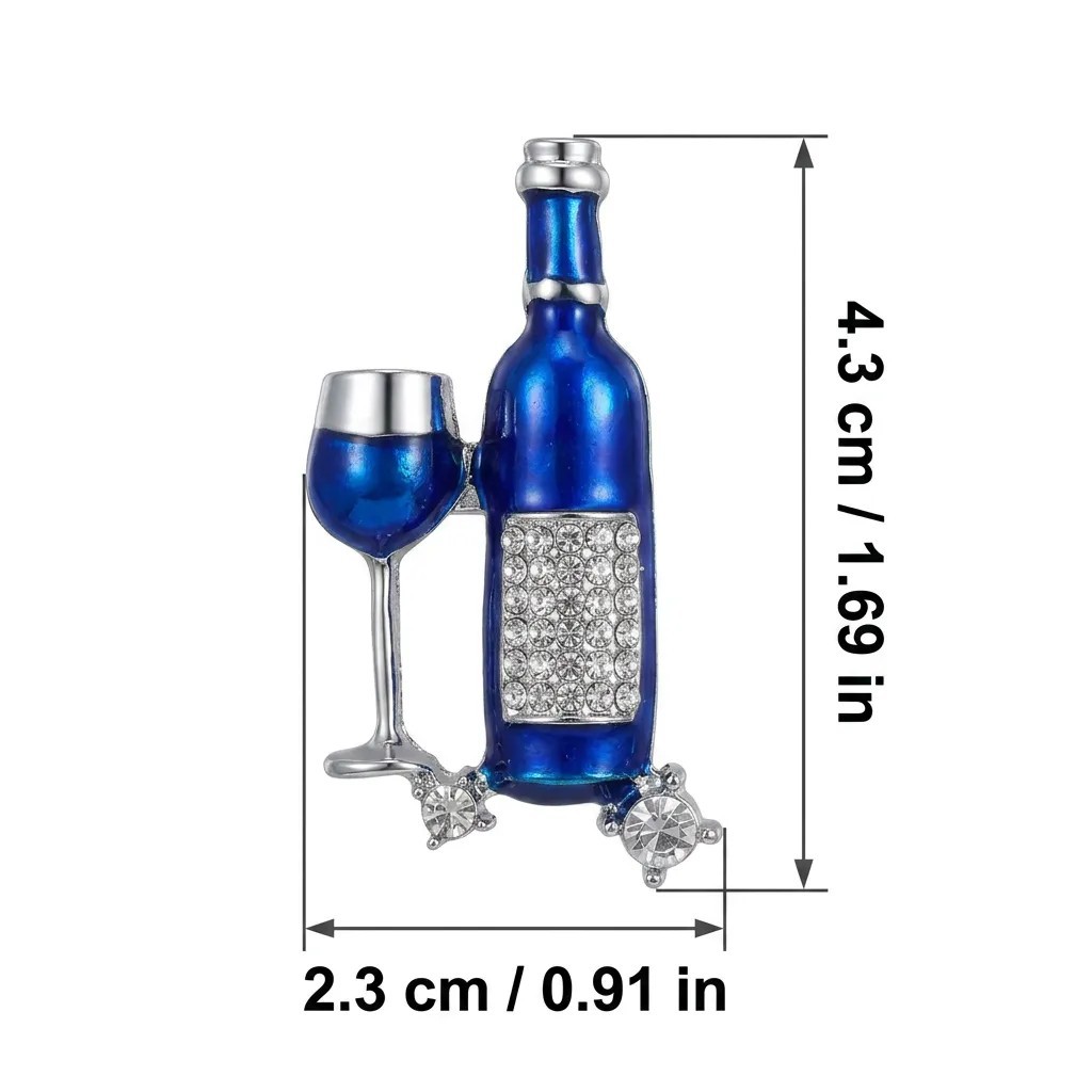Fun Wine Bottle and Goblet Brooches, Multi-Color Mixed Enamel and Rhinestone Pins, Unique Designer Fashion Accessories