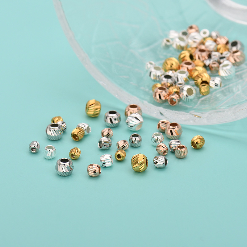 Beads Jewelry Making Type 1 Piece Diameter 3mm Diameter 4mm 925 Sterling Silver Solid Color Polished DIY Jewelry Accessories Beads