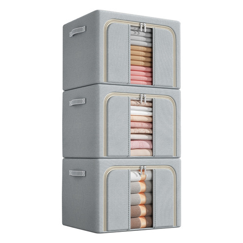 Pure Color Steel Frame Storage Box Clothing Folding Organizing Cabinet Moving Season Bazaar Box Toy Transparent Storage Box