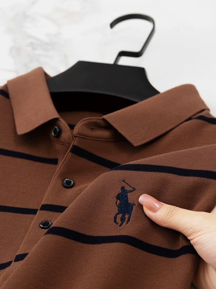 D Demi-season polo, body-friendly T-shirt, long-sleeve, with embroidery