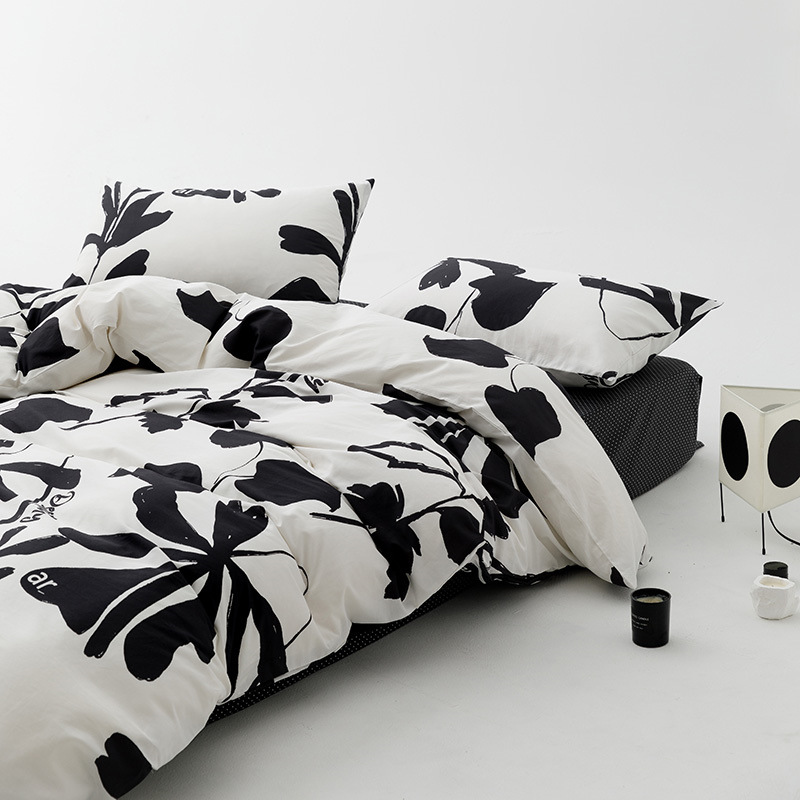 Nordic Minimalist Pure Cotton Bedding Set 4 Piece Fitted Sheet_voghion.com