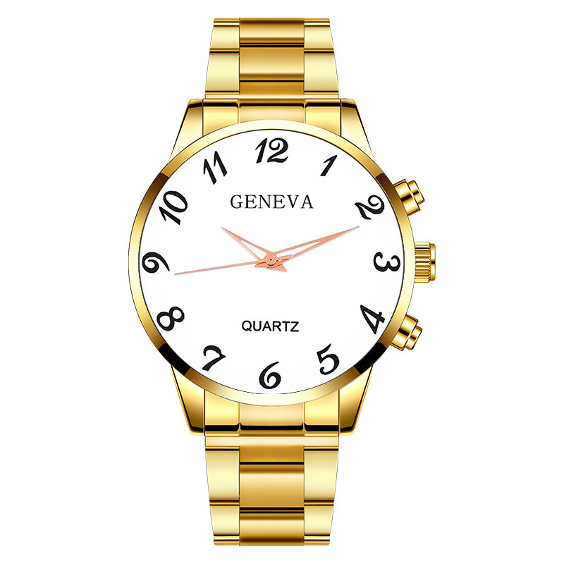 Ventes directes pour hommes Cadeau GENEVA Montre à quartz minimaliste numérique avec bracelet en acier_voghion.com