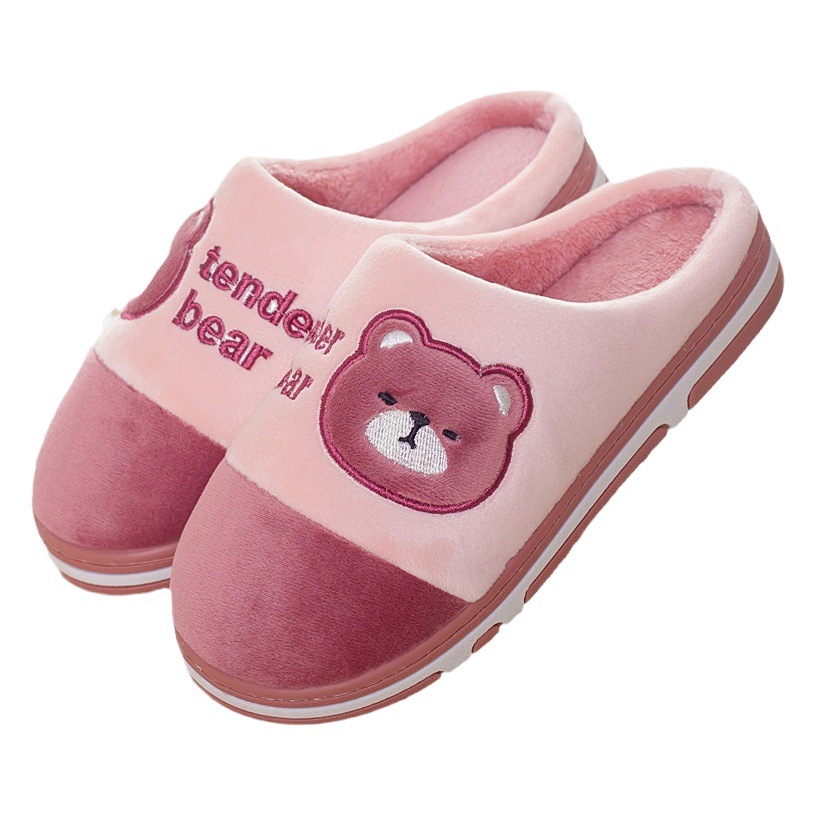 Zapatillas de algodón de invierno de las mujeres populares casa pareja cálido forro polar de algodón zapatillas de los hombres grueso inferior más tamaño en stock al por mayor