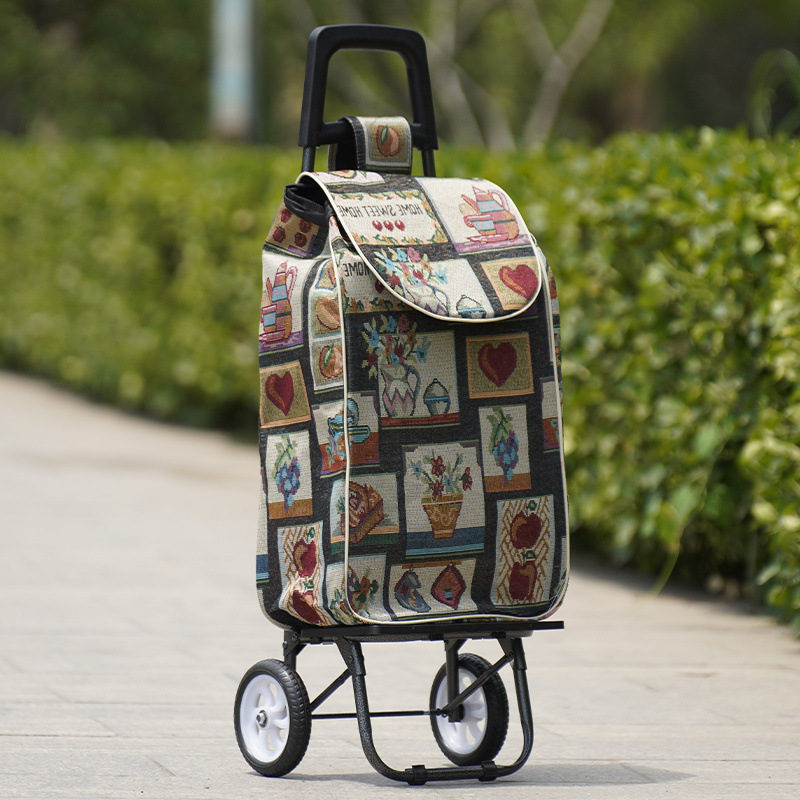 Shopping Cart for Groceries, Small Luggage Cart, Foldable Portable Household Trolley, Pull Rod Trailer for Elderly Climbing Stairs