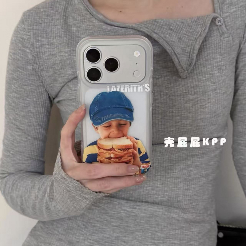Cute Boy with Blue Hat Ins15 Suitable for Iphone17Promax Apple 16Pro Mobile Phone Case 15Pro Trendy