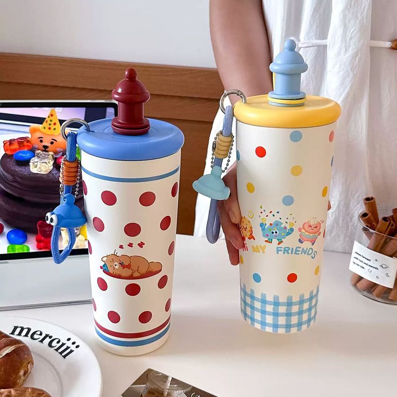 女の子向けのクリエイティブな大容量魔法瓶カップ、新しい保冷コーヒーカップ、ポータブルティーバンク、見栄えの良いストローカップ|undefined