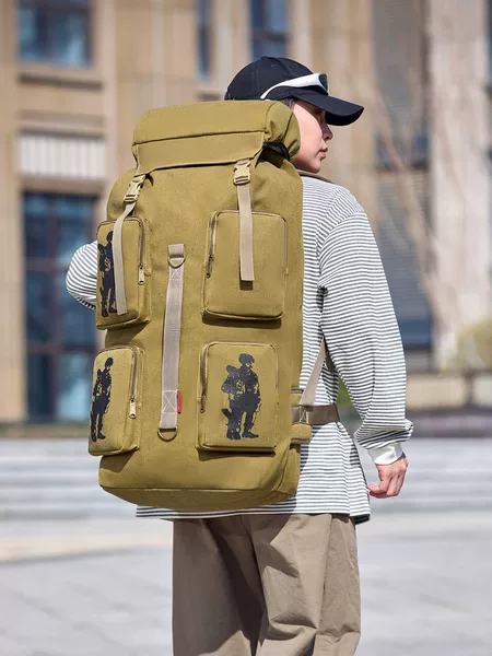 Canvas Backpack Wholesale Large Capacity Outdoor Travel Bag Men's Breathable Wear-Resistant Casual Backpack Travel Luggage Bag
