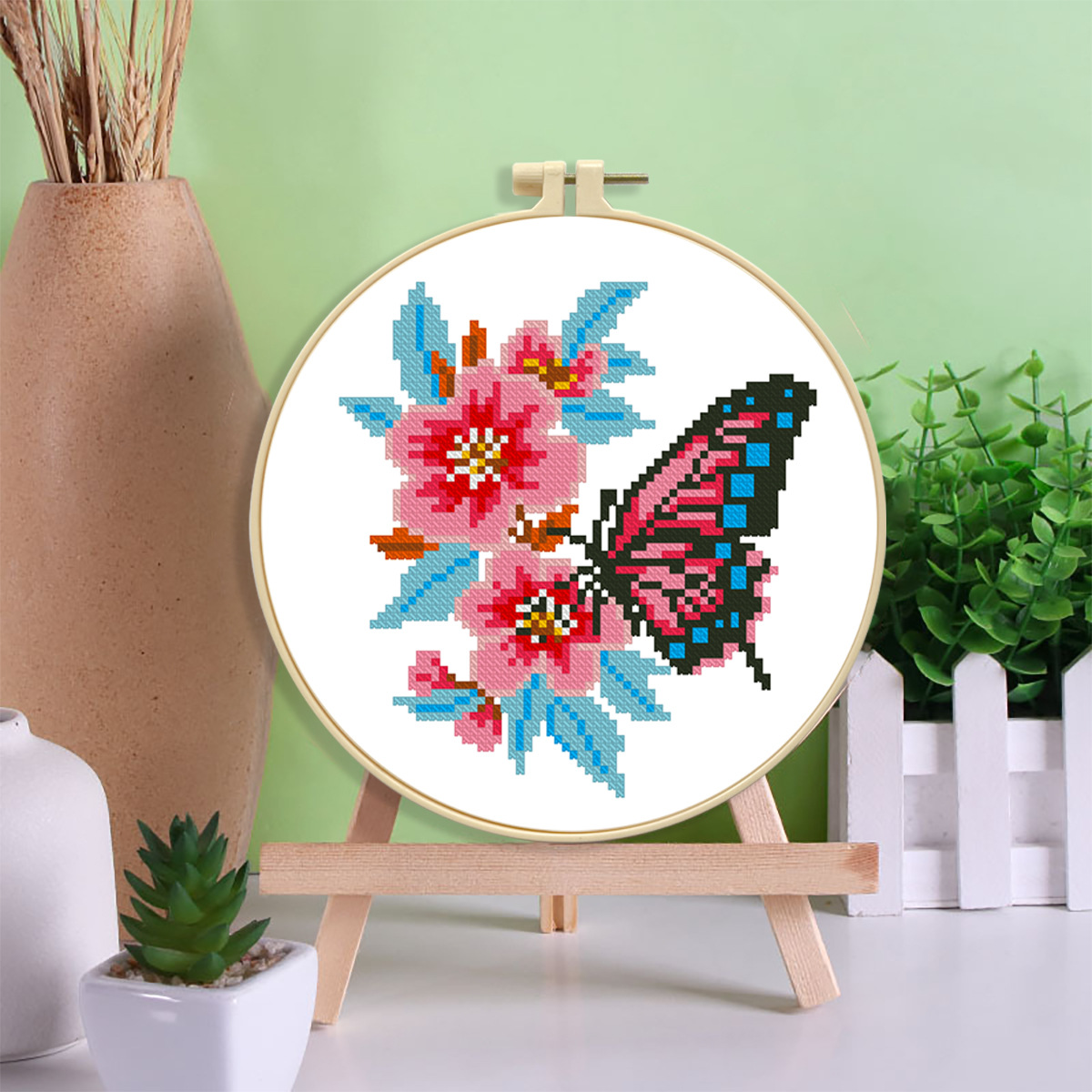 Mona Lisa Royal Cross Stitch Colección de flores Colección de mariposas Nuevas flores Mariposas Bordado de hilo hecho a mano simple y moderno