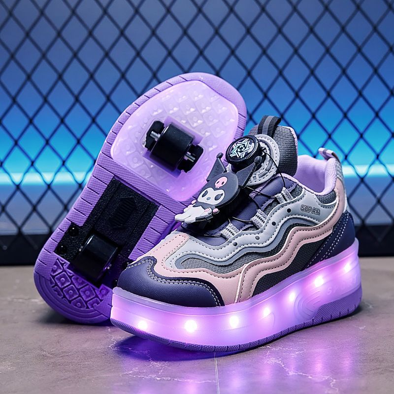 Shoes para niñas primavera y verano, niños, niñas, zapatos deportivos transpirables, patines invisibles para estudiantes de primaria retráctiles de doble rueda