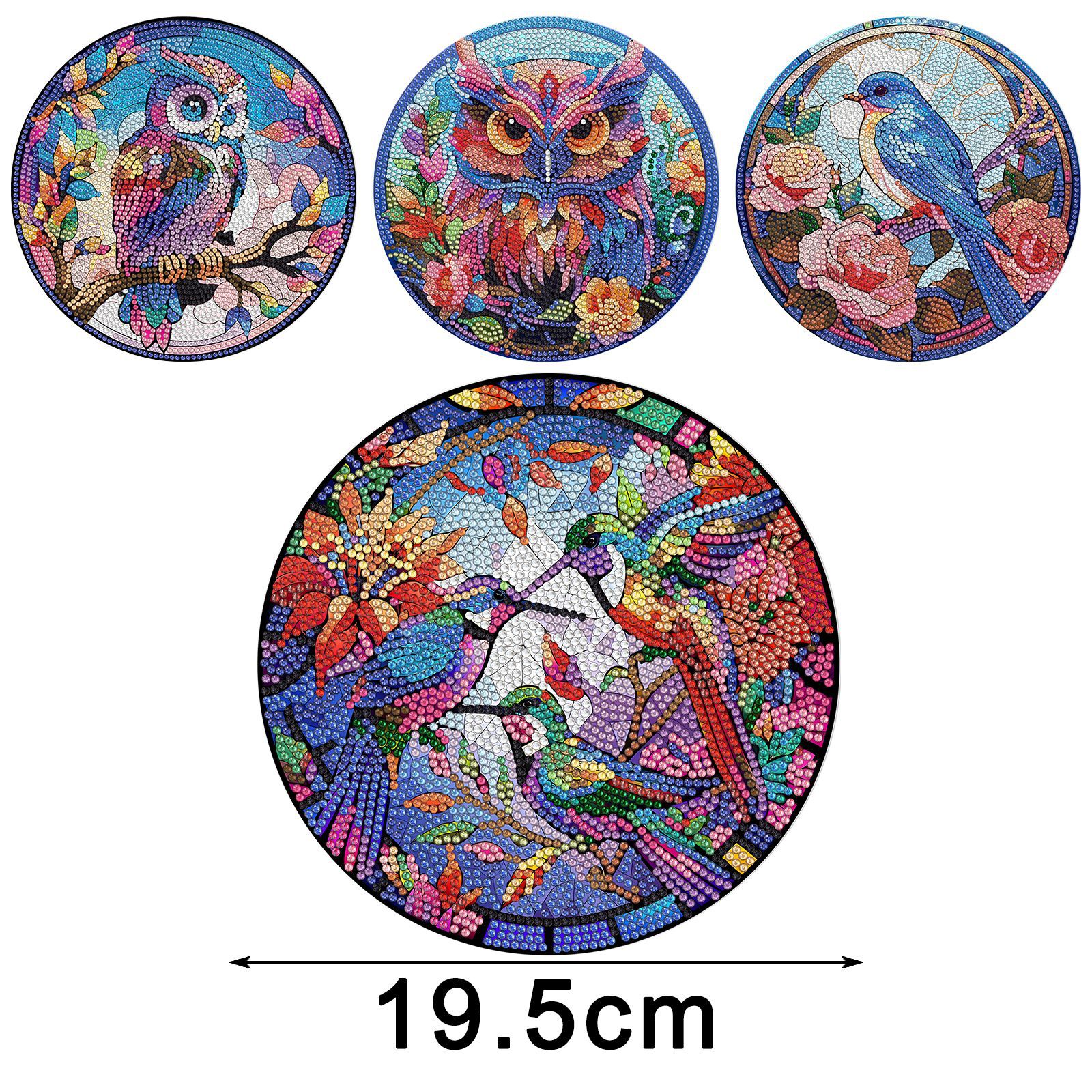 Accesorios para pintura de diamantes, juego de cuatro manteles individuales acrílicos DIY, decoraciones creativas de mandala y flores para restaurantes, disponibles para distribución.