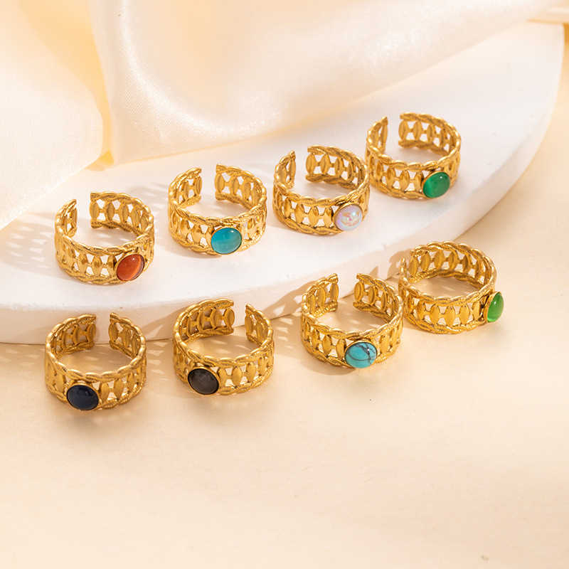 Europe and the United States simple multi-color titanium steel ring men's and women's opening does not fade ring cold wind INS wind high sense ring