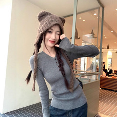 别致甜美打底衫女秋冬2025新款修身低领毛衣高级感内搭针织上衣