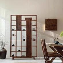 侘寂风实木博古架现代简约收纳展示柜中式民宿茶室置物架茶叶杯架