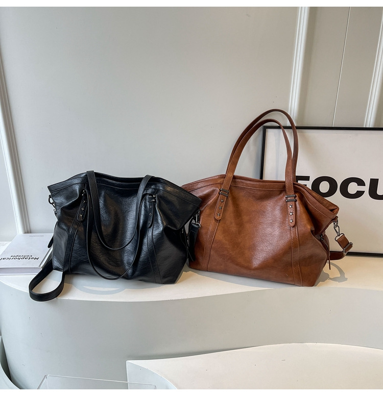 Cross-border large-capacity tote bag for women 2024 New style fashionable single-shoulder bag, retro simple casual crossbody bag for women undefined