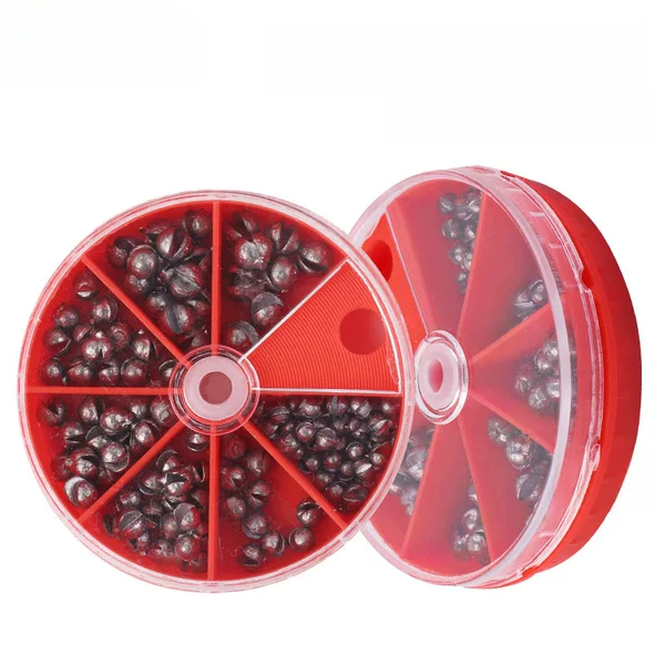 Fishing Tackle Box with Weighted Lead Sinkers, Lure Lead Box, Bite Lead, Lead Box, Bait Lead Head Hook, Five Compartments