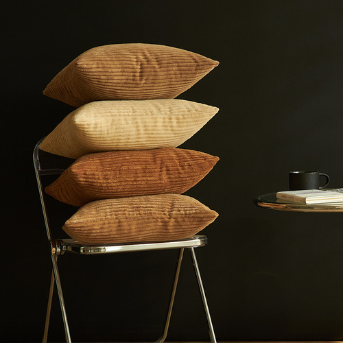 Mingyi Corduroy Pillowcase, Solid-Color Minimalist Design, Core-Free, Corn Stripe Cushion Cover—Available in Multiple Colors for Both Standard and Lumbar Pillows