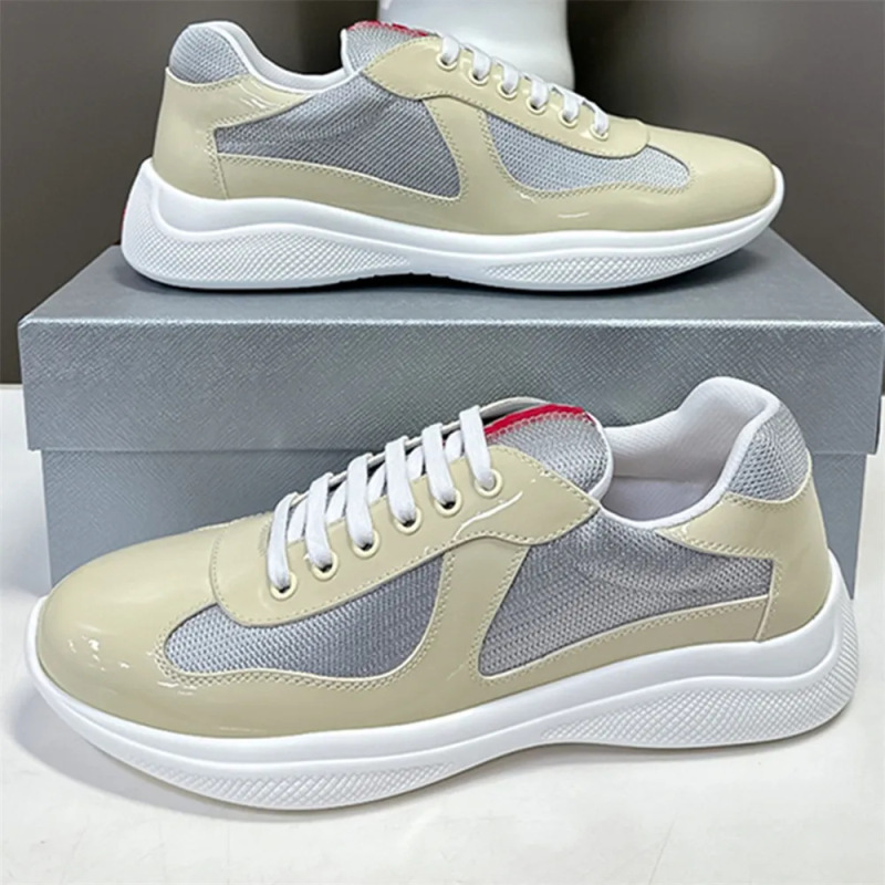 In-Stock Trendy Brand Genuine Leather Lace-Up Sneakers for Men, Casual Cowhide Patent Leather Men's Shoes, Couple Shoes, Women's Shoes