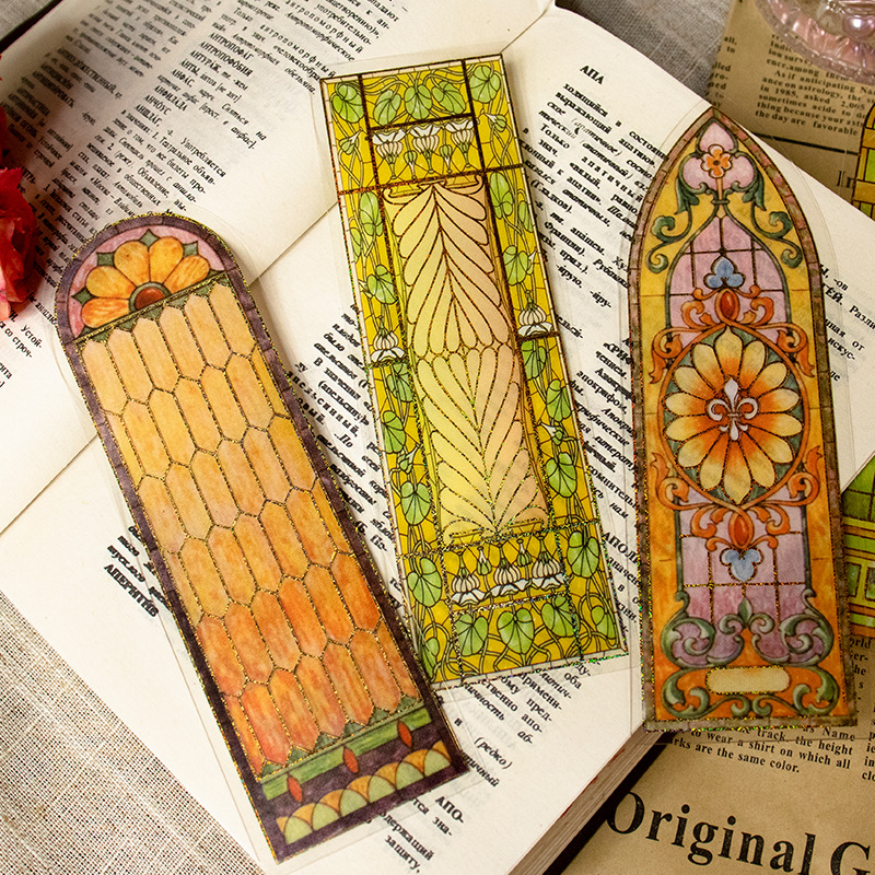 Cross-border retro love Roman city series PET bronzing wallet stickers collage card wallet decorative flower window bookmark