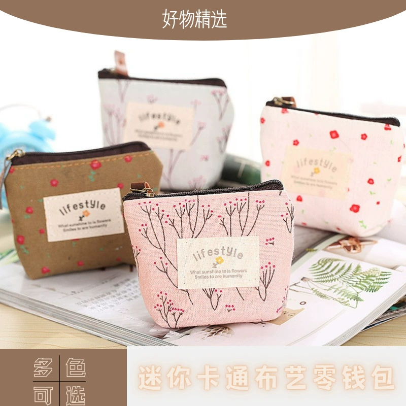 Южнокорейский тканевый Кошелек для монет, женская сумка для ключей, креативная сумка для монет, мультяшная Милая Холщовая Сумка в настроение для любовного кошелька